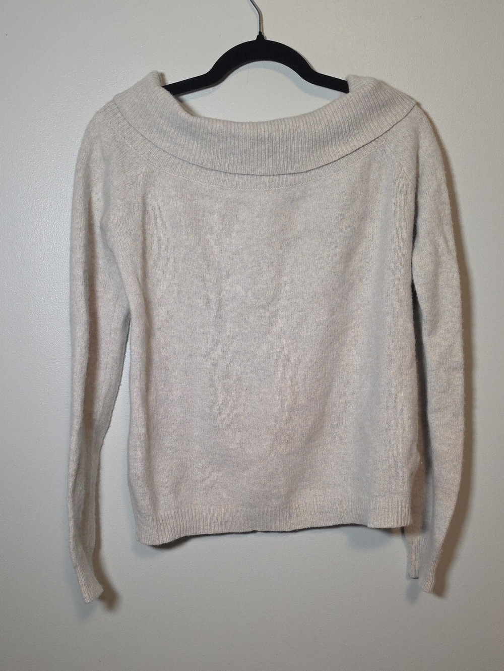 Brandy Melville Cream Off-Shoulder Knit Wool Sweater